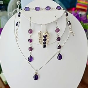 (NWT) Natural Amethyst 925 Jewelry